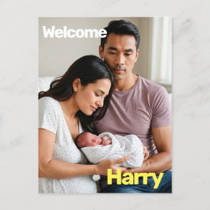 Anpassad Babyfödselannons – Minimalistisk  Vykort