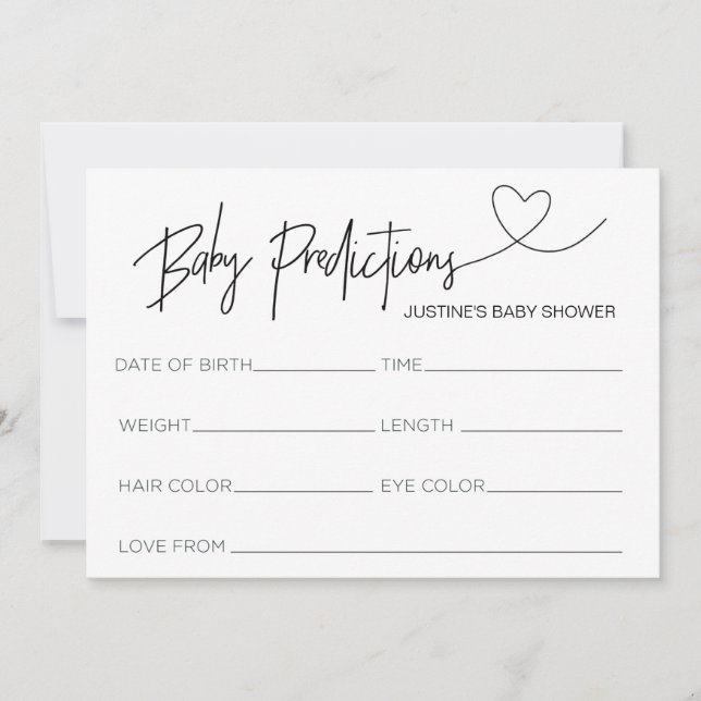 Anpassad babyförutsägningskortets spelhjärt inbjudningar (Framsida)