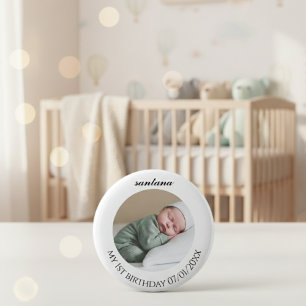 Anpassad babyfoto födelsedagsbutton knapp