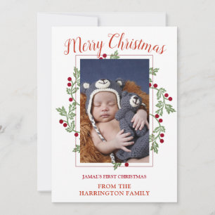 Anpassad babyfoto Första julen firande kort