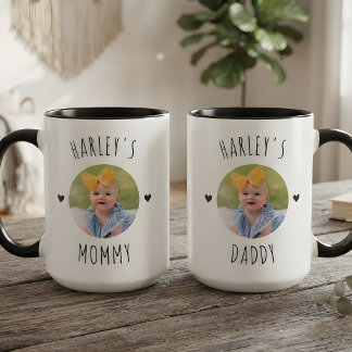 Anpassad babyfoto Mamma Pappa Mormor Morfar Födels Mugg