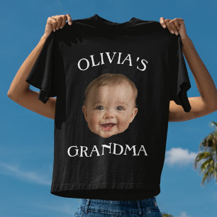 Anpassad babyfoto mormor Personligt namn mormor T Shirt