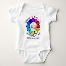 Anpassad babyfoto regnbågsblomma & namn bodysuit t shirt