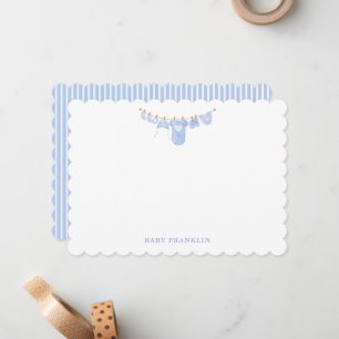 Anpassad babyklädstreck brevpapper Baby Shower Anteckningskort