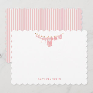 Anpassad babyklädstreck brevpapper Baby Shower Anteckningskort