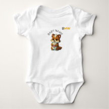 Anpassad [Babynamn] Chibi-djur Hjärtat Bodysuit -