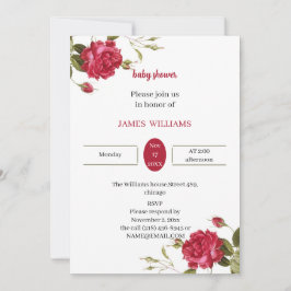 Anpassad babyvisningsprogram för elegant Red Flowe Inbjudningar