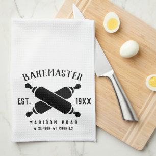 Anpassad Bake Master mors dag svart text klassisk Kökshandduk