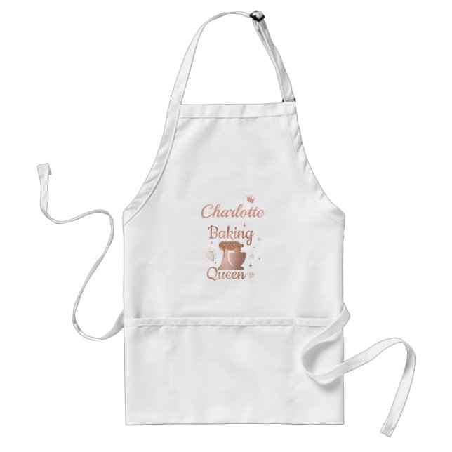 Anpassad Baking Queen Vuxen Apron Förkläde (Framsidan)