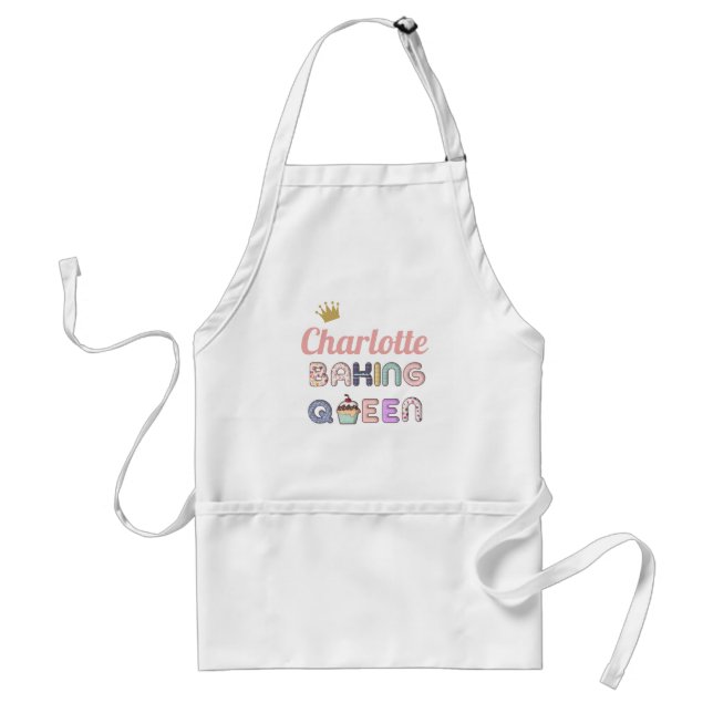 Anpassad Baking Queen Vuxen Apron Förkläde (Framsidan)