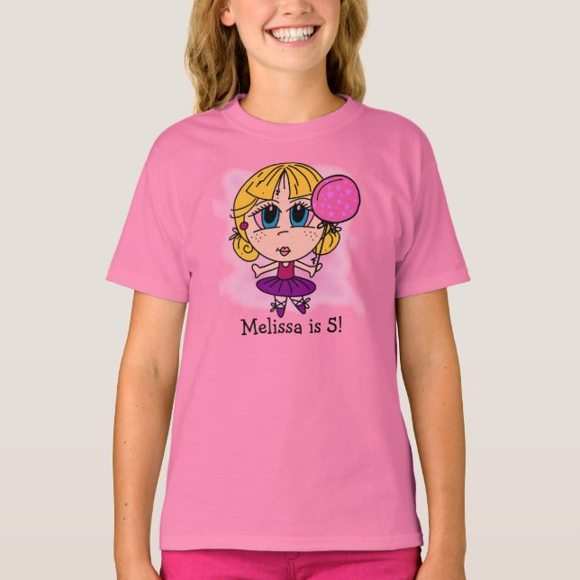 Anpassad Ballerina Birthday T-shirt (Framsida)