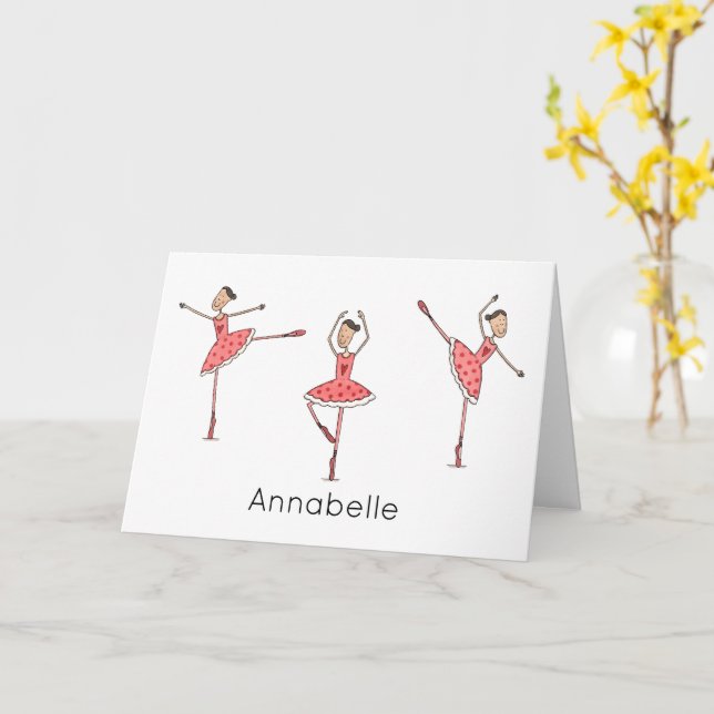 Anpassad Ballerina Födelsedag  Kort (Gul blomma)