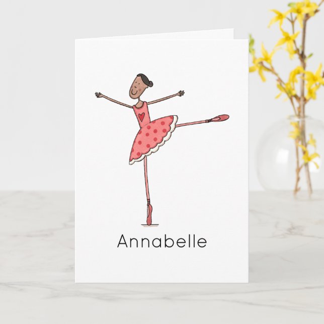 Anpassad Ballerina Födelsedag  Kort (Gul blomma)