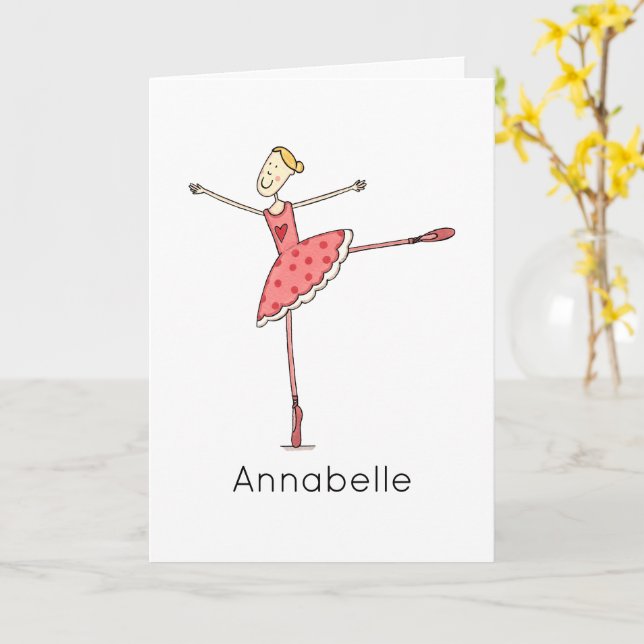 Anpassad Ballerina Födelsedag  Kort (Gul blomma)