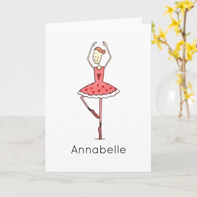 Anpassad Ballerina Födelsedag  Kort (Gul blomma)
