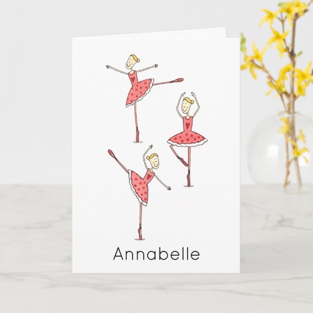 Anpassad Ballerina Födelsedag  Kort (Gul blomma)