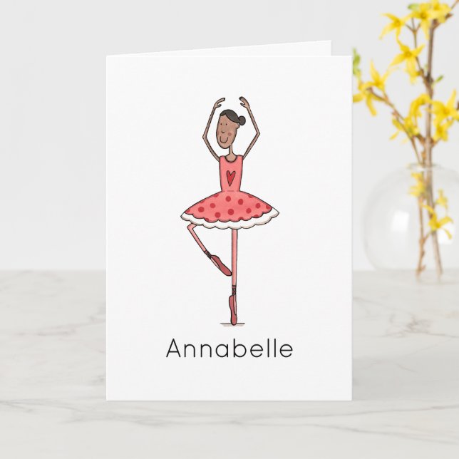 Anpassad Ballerina Födelsedag  Kort (Gul blomma)