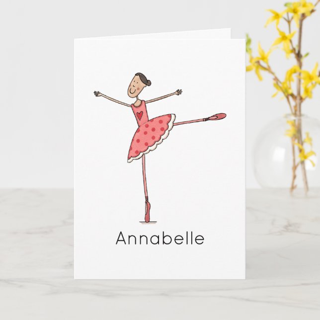 Anpassad Ballerina Födelsedag  Kort (Gul blomma)