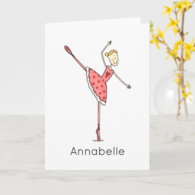 Anpassad Ballerina Födelsedag  Kort (Gul blomma)