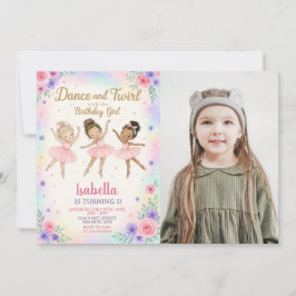 Anpassad ballerina födelsedagsfestinbjudan inbjudningar