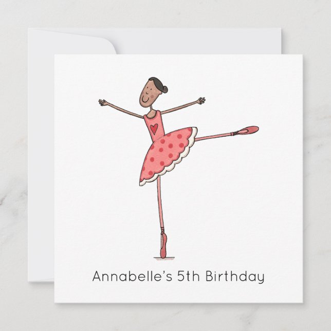 Anpassad ballerina födelsedagsinbjudan (Framsida)