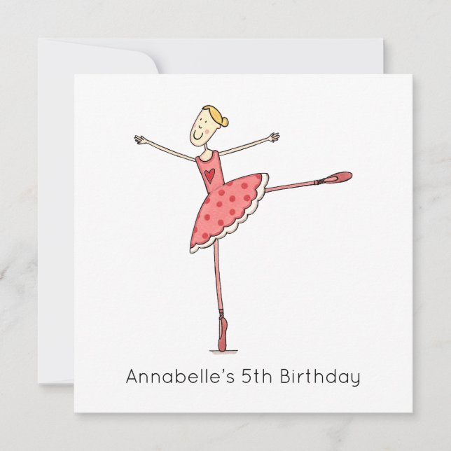 Anpassad ballerina födelsedagsinbjudan (Framsida)