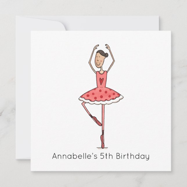 Anpassad ballerina födelsedagsinbjudan (Framsida)