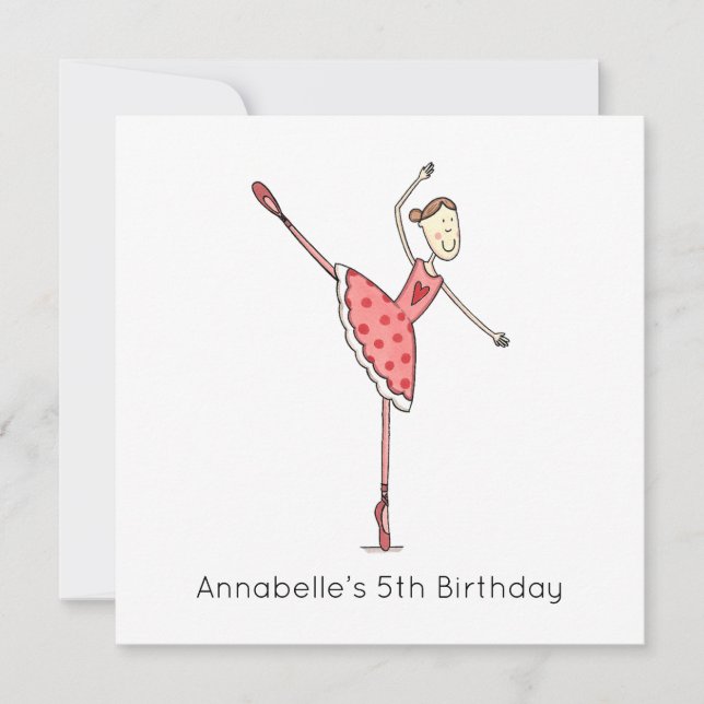 Anpassad ballerina födelsedagsinbjudan (Framsida)