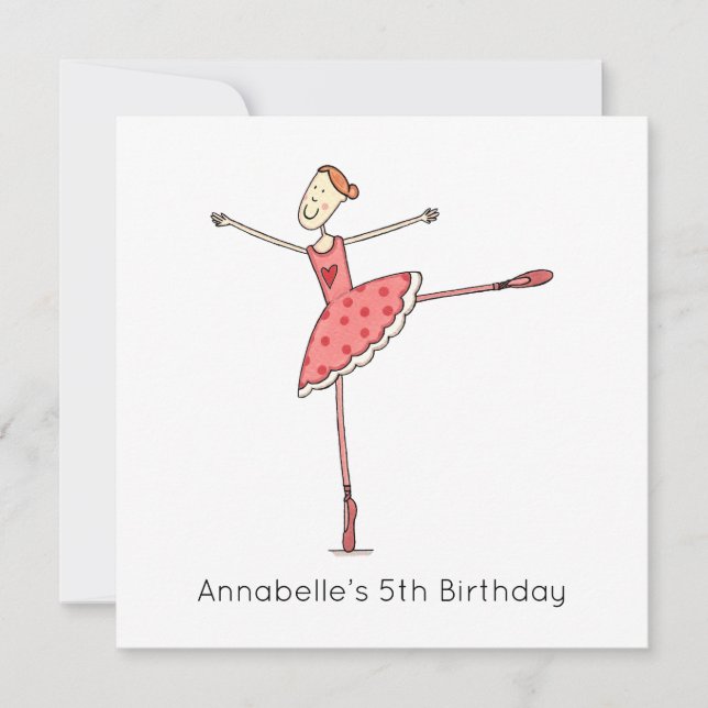 Anpassad ballerina födelsedagsinbjudan (Framsida)