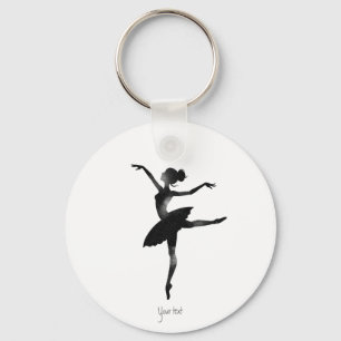 Anpassad ballerina vattenfärg stilren chic kol nyckelring