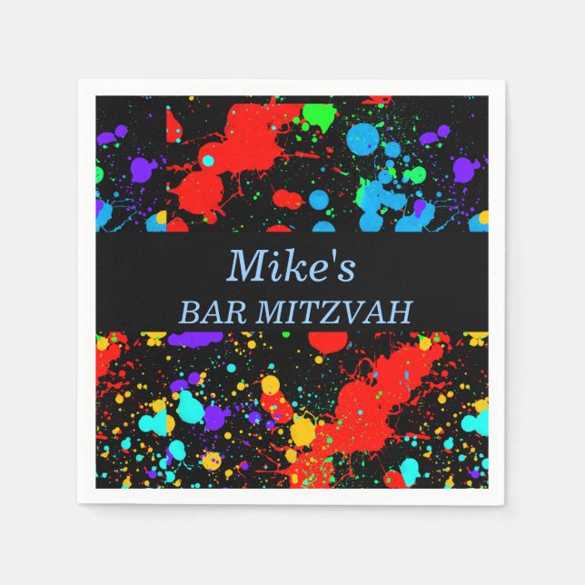 Anpassad Bar/Bat Mitzvah, Målarfärg stänker Pappersservett (Framsidan)