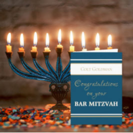 Anpassad Bar Mitzvah Grattis-kort Kort