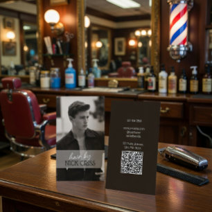 Anpassad Barber Kontaktkort med QR-kod Visitkort