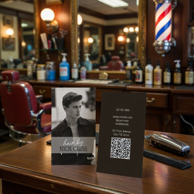 Anpassad Barber Kontaktkort med QR-kod Visitkort (Skapare uppladdad)