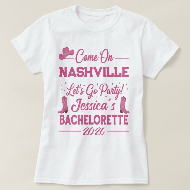 Anpassad Barbiecore Cowboy Systerfest T Shirt (Design framsida)