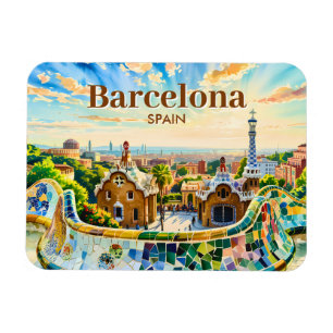 Anpassad Barcelona Spanien Akvarell Park Guell Ret Magnet