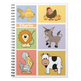 Anpassad barn för djurillustrationer anteckningsbok