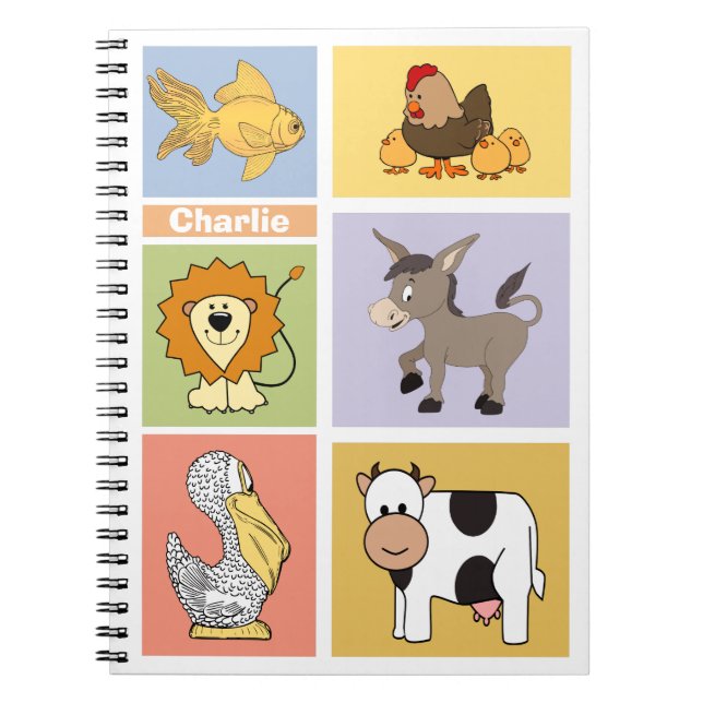 Anpassad barn för djurillustrationer anteckningsbok (Framsidan)