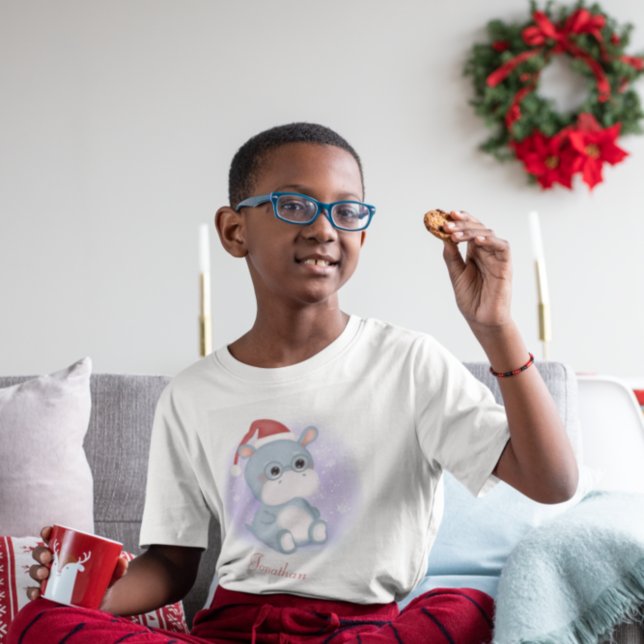 Anpassad Barn för julljö-Hippo T Shirt (Skapare uppladdad)