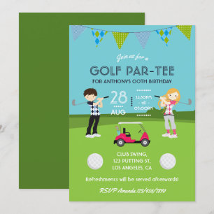 Anpassad barn golf tema födelsedagsfest inbjudningar