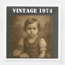 Anpassad barndomsfoto & år vintage personlig pappersservett