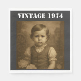 Anpassad barndomsfoto & år vintage personlig pappersservett