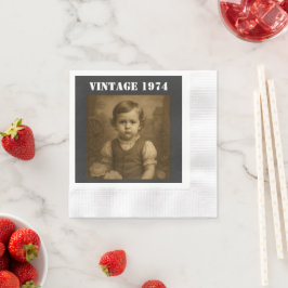Anpassad barndomsfoto & år vintage personlig pappersservett