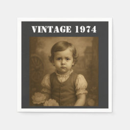 Anpassad barndomsfoto & år vintage personlig pappersservett