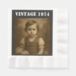 Anpassad barndomsfoto & år vintage personlig pappersservett