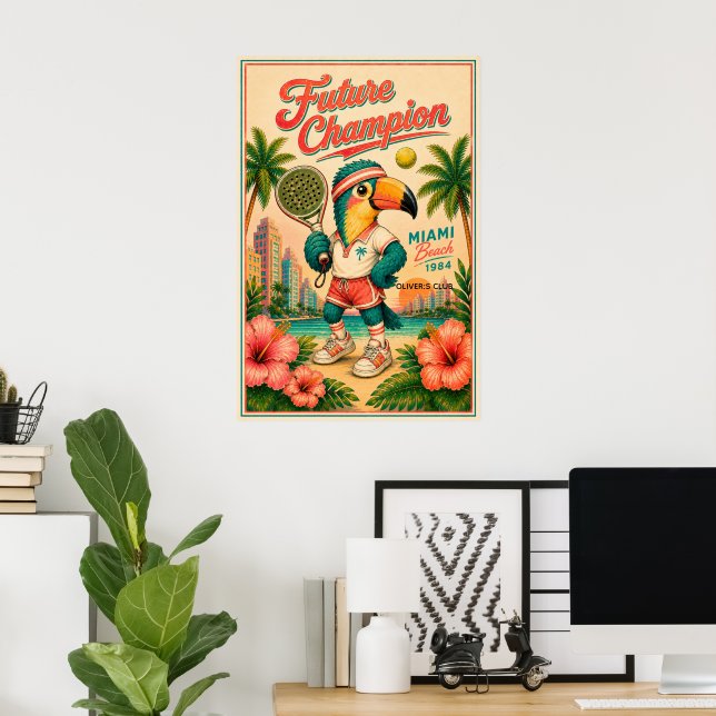 Anpassad barnkammare Retro Padel-affisch - Framtid Poster (Hemmakontoret)