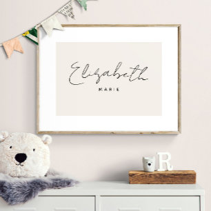 Anpassad barnnamnstryck Minimalistisk vägkonst för Poster