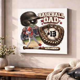 Anpassad Baseball Pappa Foto Namn Canvastryck
