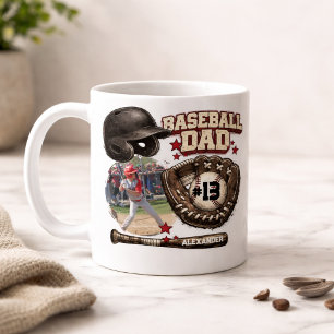 Anpassad Baseball Pappa Foto Namn Kaffemugg