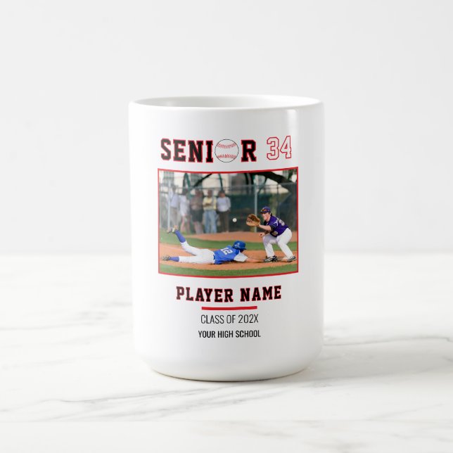Anpassad Baseboll Senior Night Foto Kaffemugg (Center)